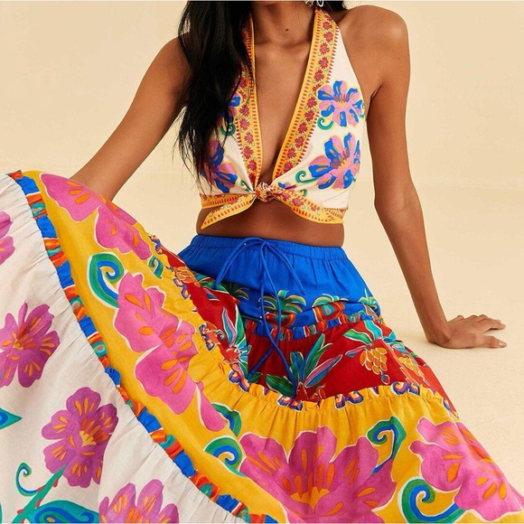 FARM RIO VIVID GARDEN MAXI SKIRT - Picture 1 of 5